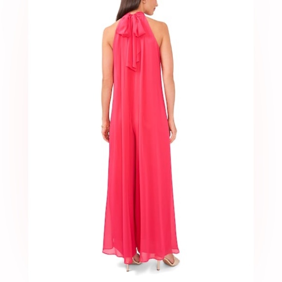 VINCE CAMUTO Halter-Neck Wide-Leg Jumpsuit in Pomegranate Pink size Medium. NWT - Picture 3 of 11